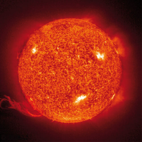 <p>Die Sonnenoberfläche im roten Licht des Wasserstoffs</p>
