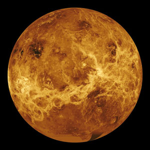 <p>Durch dichte Wolkenschichten aufgenommenes Radarbild der Venusoberflache</p>
